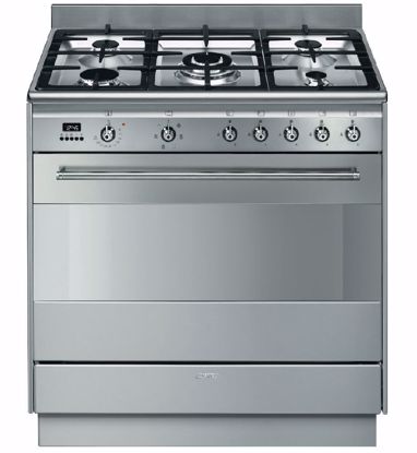 Picture of Smeg FS9606XS 90cm 5 Burner Dual Fuel Freestanding Oven
