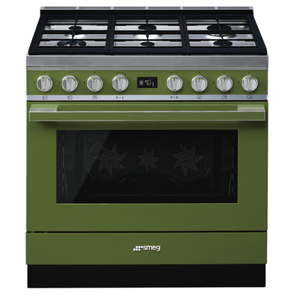 Picture of Smeg Portofino CPF9GPOGA 90cm 6 Burner Pyrolytic Dual Fuel Freestanding Oven