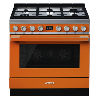 Picture of Smeg Portofino CPF9GPORA 90cm 6 Burner Pyrolytic Dual Fuel Freestanding Oven