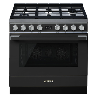 Picture of Smeg Portofino CPF9GPANA 90cm 6 Burner Pyrolytic Dual Fuel Freestanding Oven